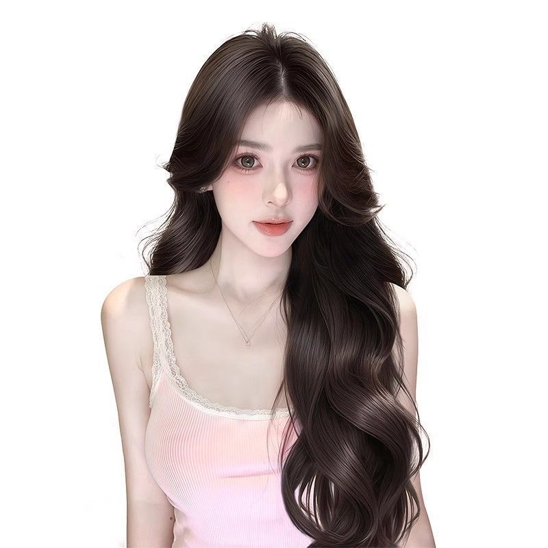 Long Hair Wig for Women, Full Head Wig with Realistic Natural Bangs and Big Waves, Everyday Full Wig