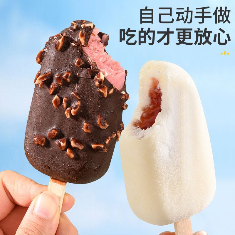 DIY easy demoulding popsicle ice cream mould 4 with oval ice cream film with cover and stick ice cream mould wholesale