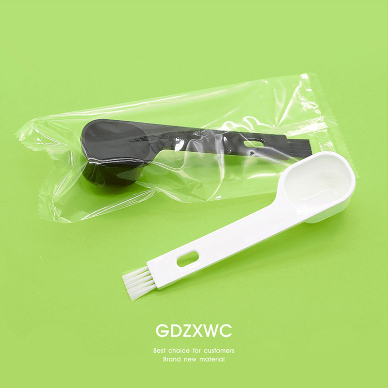 Manufacturer's In-Stock Grinder Small Brush with Spoon Cleaning Brush Plastic Powder Spoon Brush with Bristles Patented Product