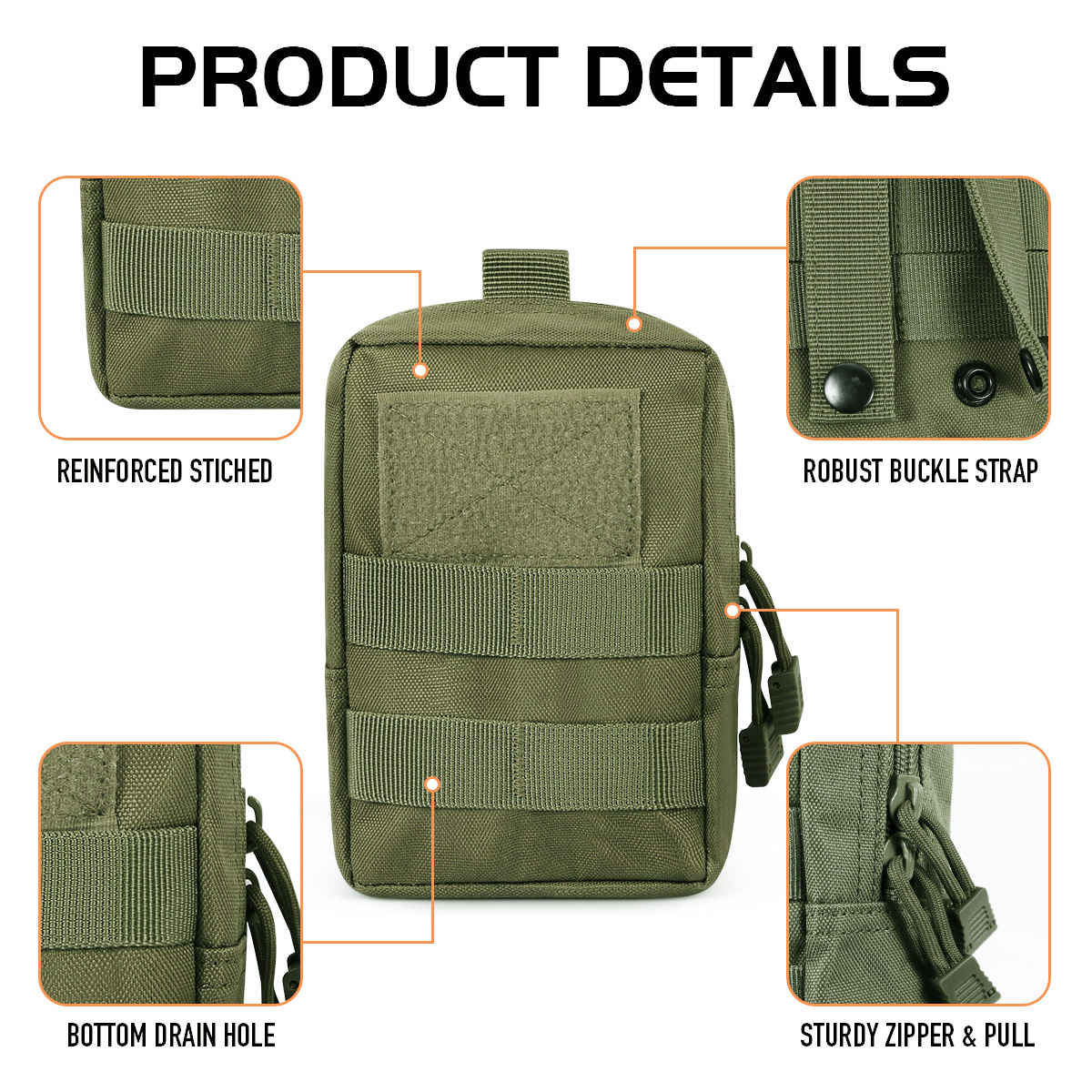 Molly bag outdoor tactical camouflage EDC commuter small waist bag molle military fans convenient accessories zipper bag 4 Pack