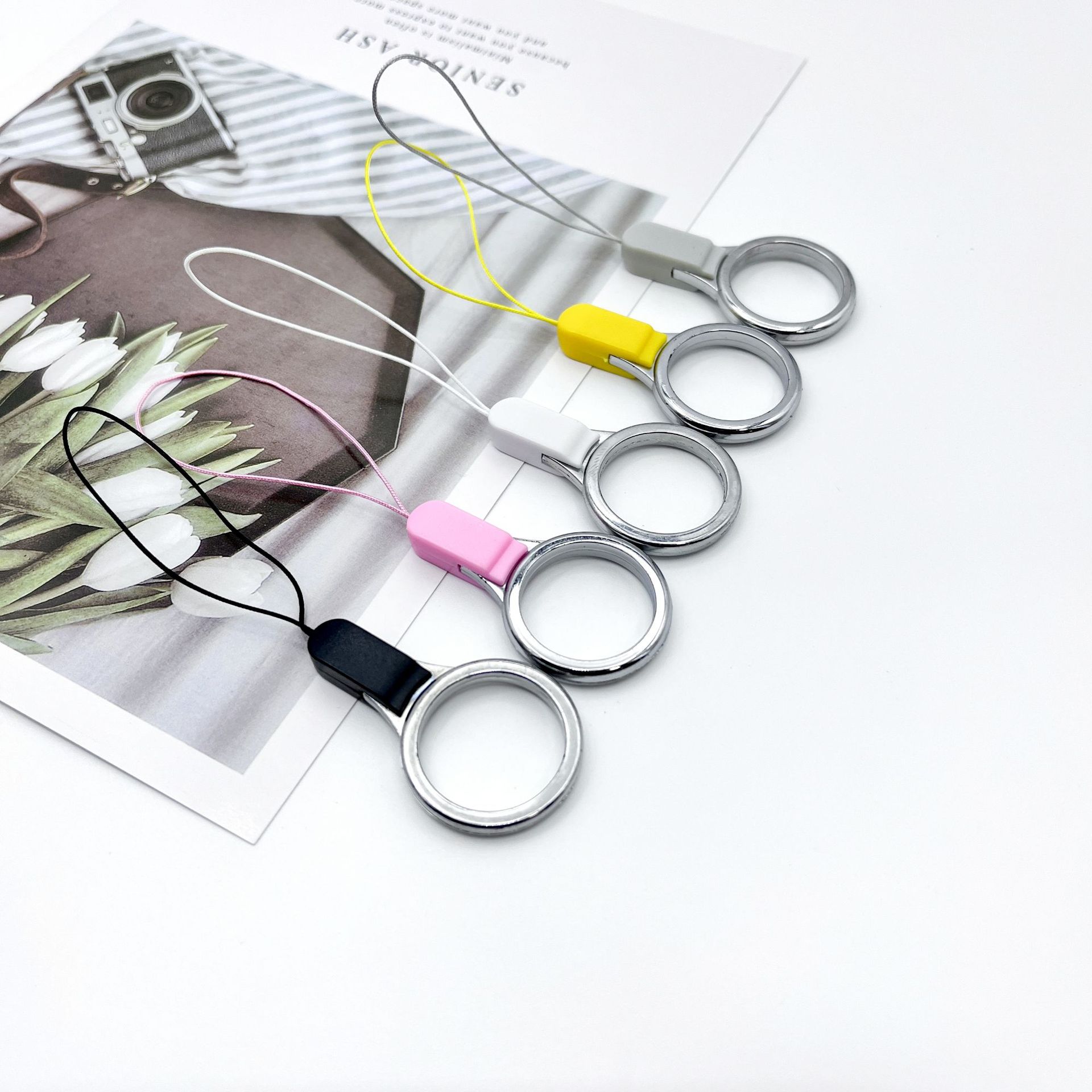 Ring Pendant Plastic Loop Hanging Ring Lanyard Short Lanyard Accessory Mobile Phone USB Flash Drive Beaded Mobile Phone Lanyard