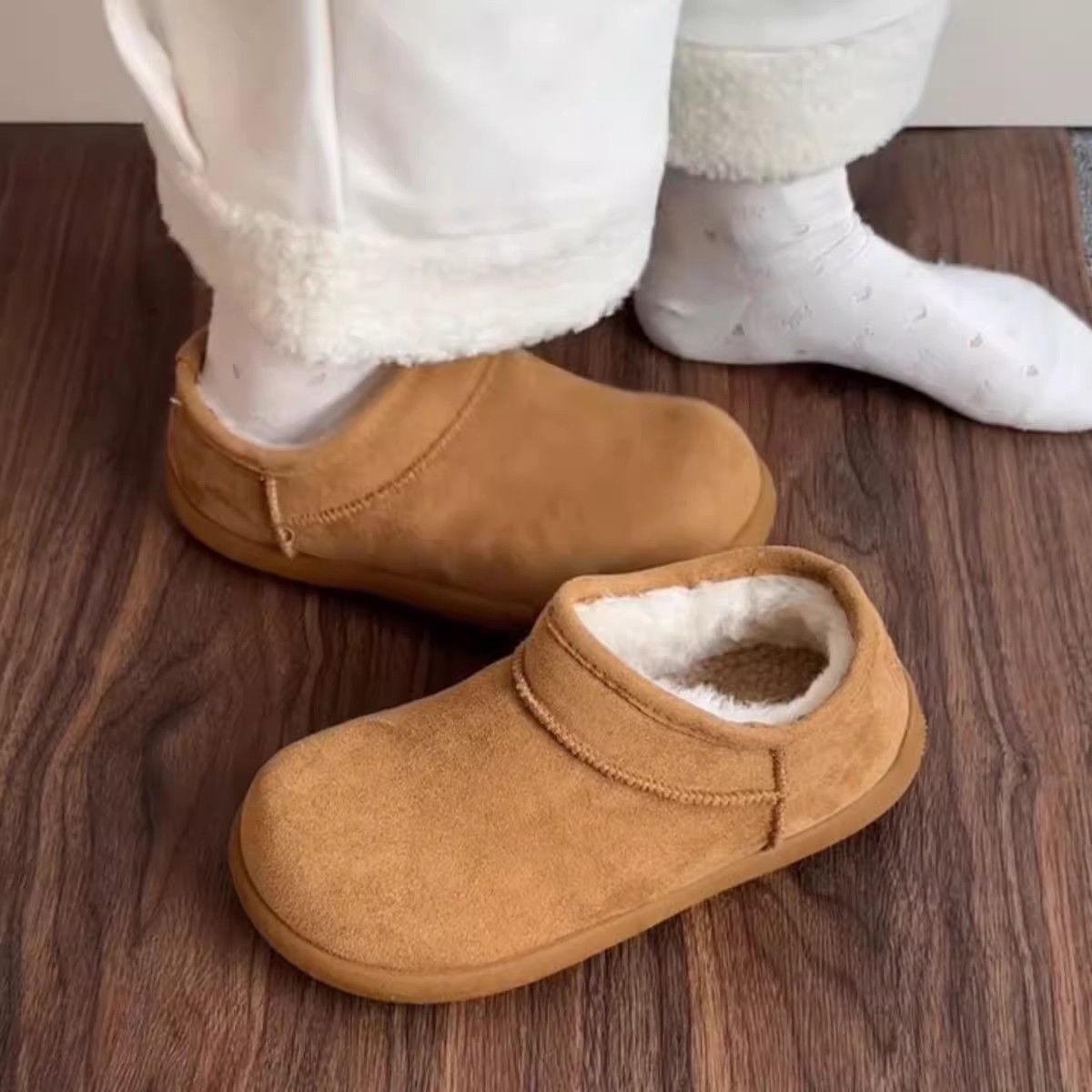 Comfortable and Easy-To-Wear Little Potato Snow Boots with Plush Lining, Warm, Non-Slip Rubber Sole, Birkenstock-Style Shoes, Cotton Shoes, and Non-Slip Short Boots