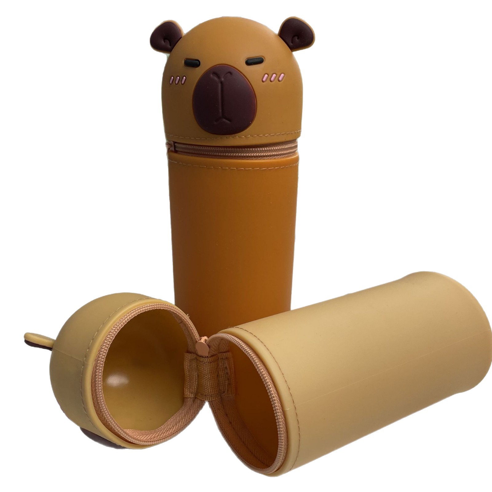 Cross-Border Kapibala Silicone Pen Holder Student Pencil Bag Stationery Cute Retractable Decompression Storage Bag Dropshipping