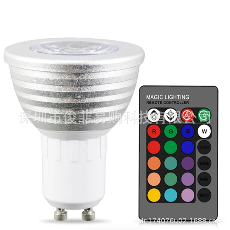 Colorful Spotlight Automatic Colorful-Changing Bulb 3W Flash Large Screw Lamp Rgb Lamp Cup Remote Control Led Colorful Atmosphere Light Bulb