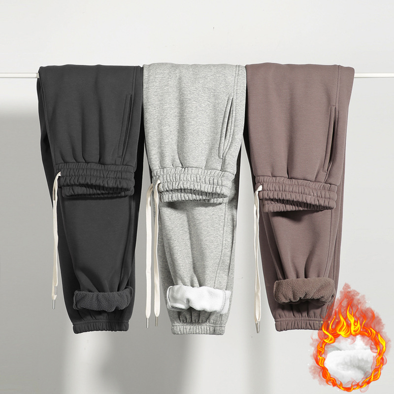 Deng Jue Men's Fleece 400g Heavy Pants 2025 Fall/Winter New Loose fleece-lined Pants Men's and Women's Long Pants