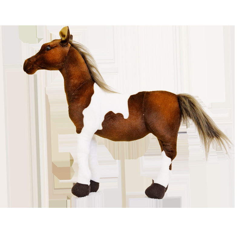 Cross-border hot sale simulation horse plush toy realistic sweat horse Huller Lusha American flower horse home decoration