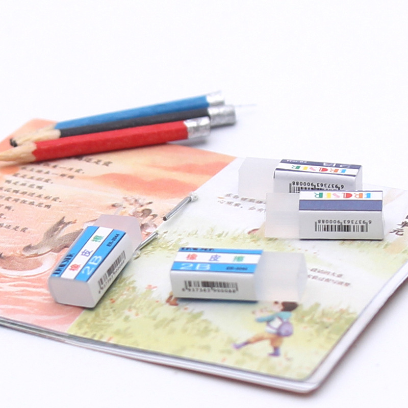 Miniature creative mini simulation eraser Dollhouse small cloth doll house reading school supplies eraser accessories