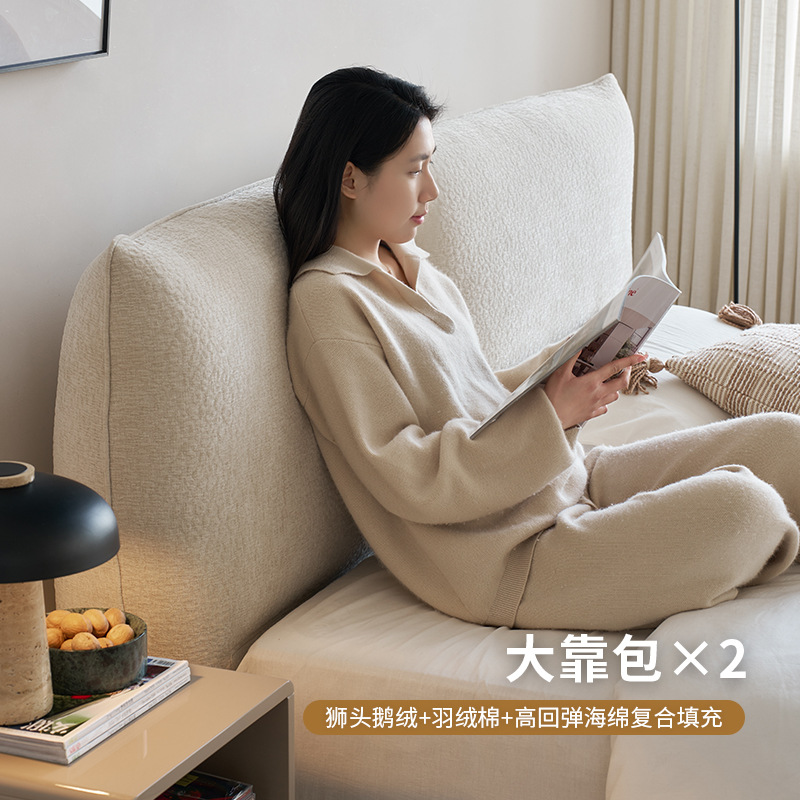 Cream-Style Pumpkin Bed, French Chenille Double Fabric Bed for Home Use, Bedroom 1.8 Modern Minimalist Large Bed