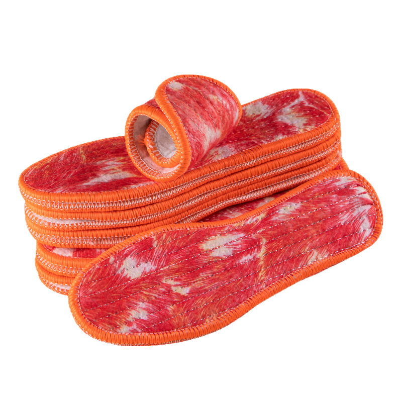 Wholesale Fleece-Lined and Thickened Winter Sheep Wool Red and Blue Phoenix Tail Cotton Insoles, Unisex, Warm and Sweat-Absorbent Felt Insoles