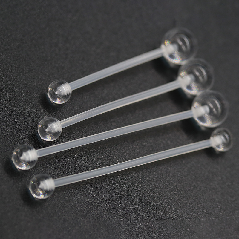 Transparent Tongue Nail Uv Soft Rod Body Piercing European and American Acrylic Wholesale Tongue Nail Jewelry Titanium Steel Tongue Nail Tongue Nail Replacement