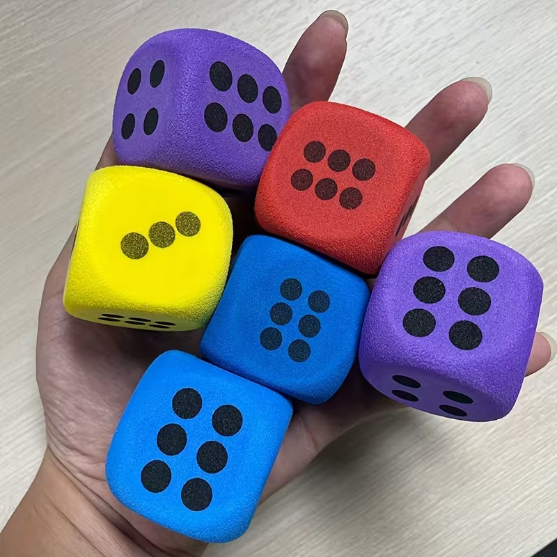 Eva Rounded Corner Dice with Cross-Border Labeling, 3.8cm, Six-Sided, Fun Dice for Children, Early Education Props, Colorful Printing
