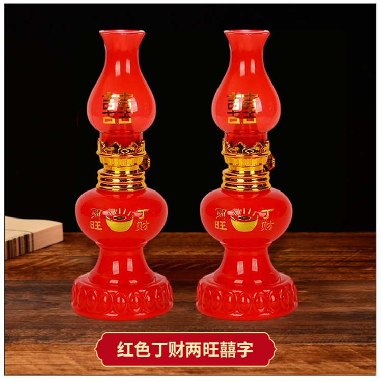 Red Prosperity and Wealth, Auspicious and Wishful Plug-In Battery Model Buddha Lamp for Worship, Everlasting Lamp, Wedding Celebration Lamp