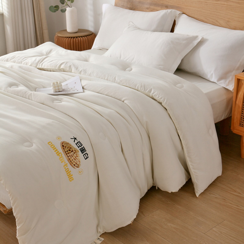 Autumn and Winter Warm Soybean Quilt Core Bedding Washed Cotton Thickeneded Feather Velvet Quilt Winter Quilt Sample Processing and Customization