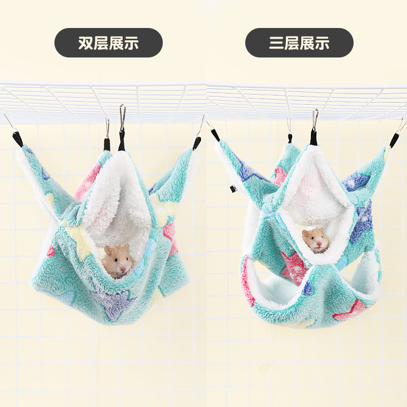 Hamster Hammock Sugar Glider Warm Double-Layer Plush Hanging Squirrel Sleeping Bag Pet Flannel