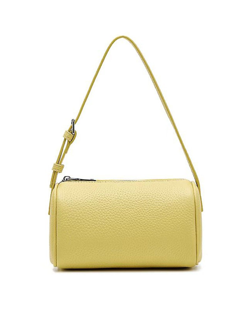 Cross-Border Genuine Leather Women's Bag Round Handbag First Layer Cowhide Simple Versatile Armpit Shoulder Bag Pillow Crossbody Small Bag