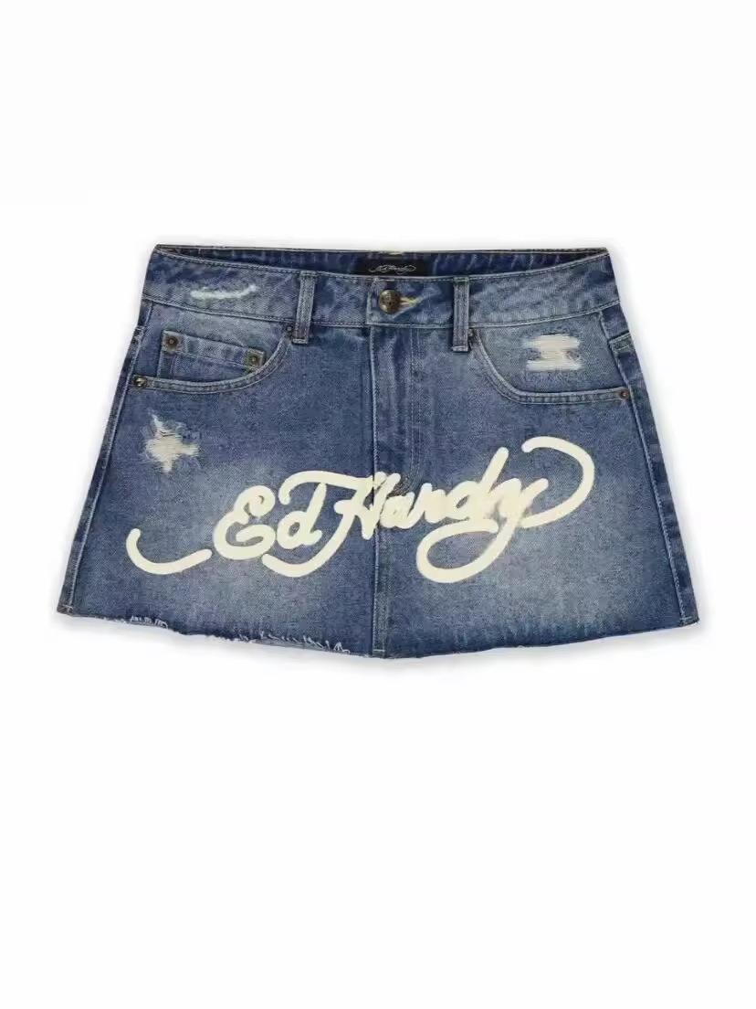 Skirt Y2k Harajuku Gothic Hip Hop Letter Print Retro Blue Denim Skirt Women Fashion Casual Short Skirt