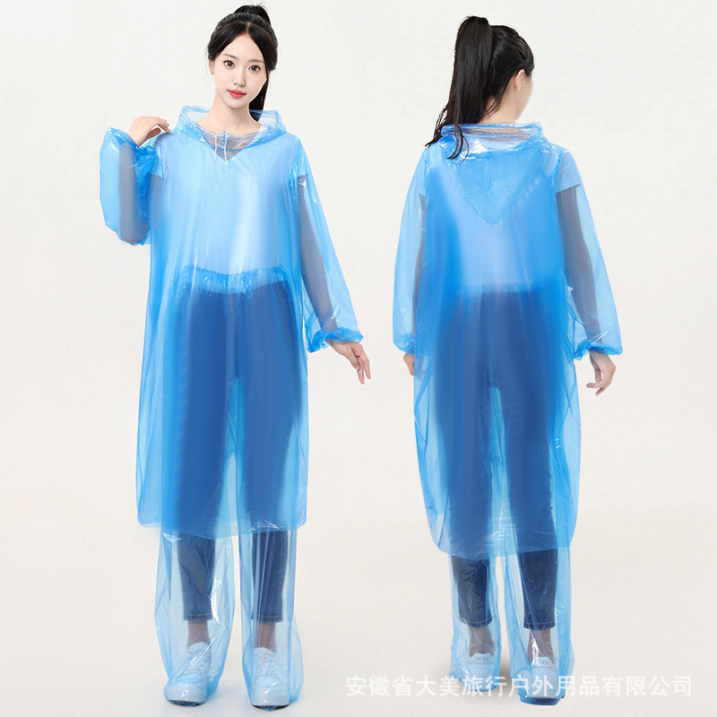 Disposable Pe Raincoat Split Thickened Raincoat and Rain Pants Set for Rafting, Extended Full-Body Waterproof Rain Pants