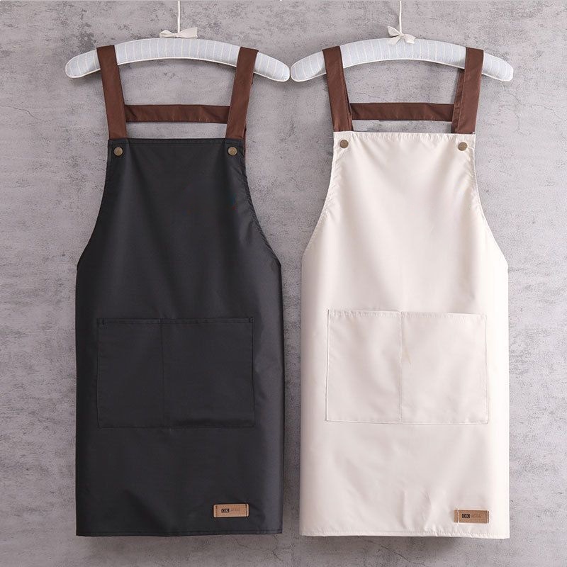 Waterproof apron rainbow strap shoulder anti-oil  printable pattern can wipe hand waist work clothes simple