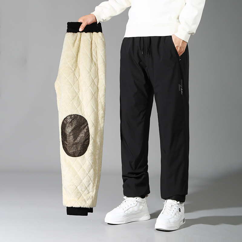 Теплые штаны больших размеров для мужчин флисовые утолщенные хлопковые штаны для полных мужчин свободные утолщенные зимние повседневные штаны