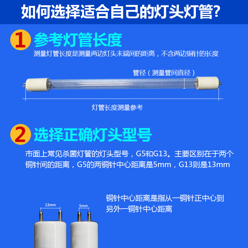 Ultraviolet Disinfection Lamp Quartz Ultraviolet Sterilization Lamp Double-Ended Two-Needle Straight Tube Ultraviolet Ozone Sterilization and Disinfection Lamp