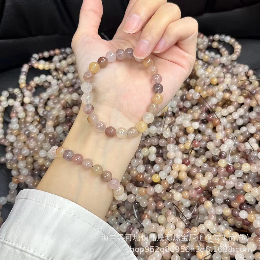 Natural Violet She Taicui Round Bead Jade Bracelet Necklace Accessories Beads Factory Wholesale Live Welfare