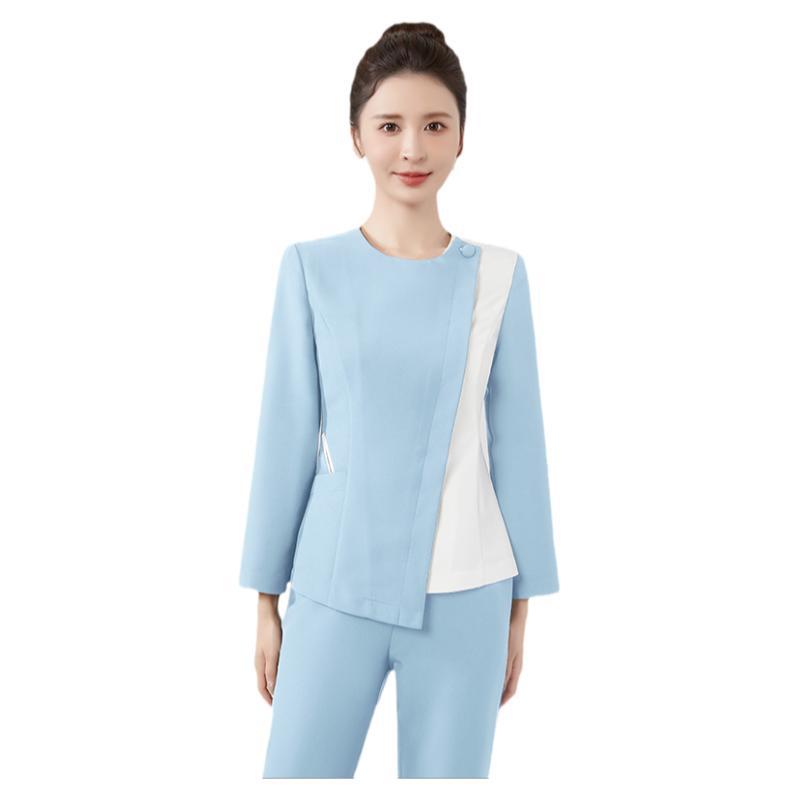 High-End Beauty Salon Medical Beauty Work Clothes for Women Spring and Autum Long-Sleeved Nurse Uniforms Split Suit Dental Pharmacy Work Clothes