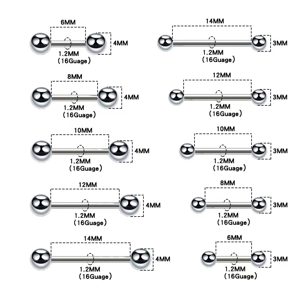 Factory in stock titanium steel 316 medical puncture tongue nail earring popular basic replacement club screw accessories wholesale