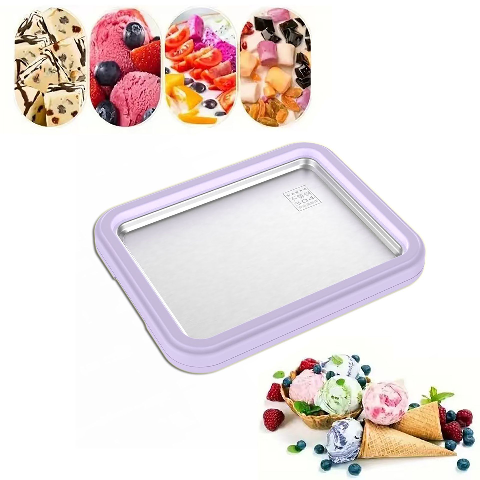 Home-Use Fried Ice Machine, Stainless Steel No-Electricity Ice Cream Maker, Shaved Ice Machine, Smoothie Maker