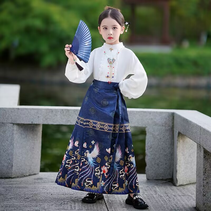 Chinese style girls' vest skirt suit improved ancient style little girl Ming Tang suit children's Chinese clothing Hanfu New