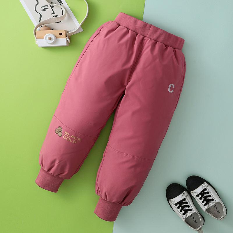 Pinghu Kidsren's down Pants Boys Winter Warm Pants Black Gold Graphite Rare C Medium and Large Kidsren's Girls' Pants for Outer Wear