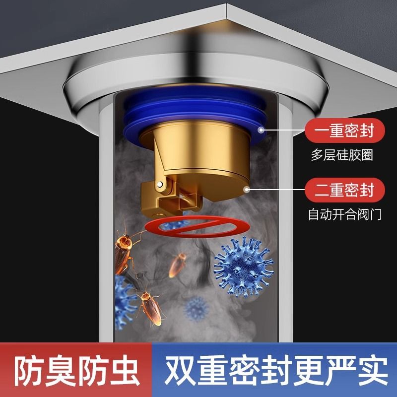 Anti-Odor Floor Drain Core for Bathroom Sewer, Anti-Odor All-Copper Universal Core, Anti-Odor, Anti-Insect Drain Pipe
