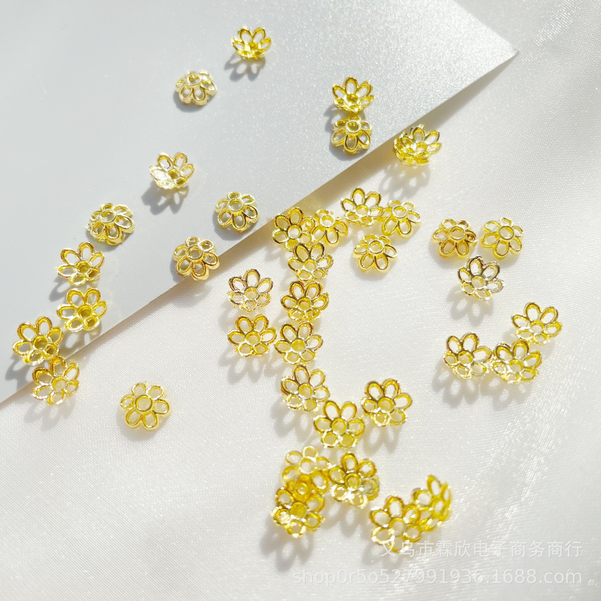 7mm alloy color retaining hollow six-petal torus cap spacer bead holder diy handmade bracelet earring pendant accessories spacer