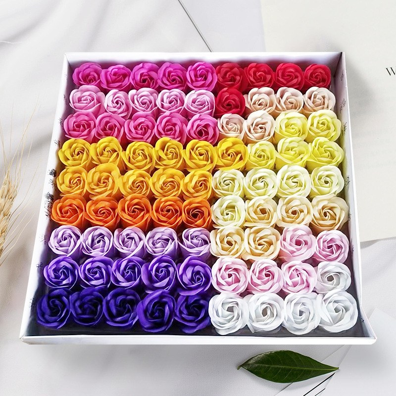 Handmade Artificial Flower Soap Flower Head Thickened Three-Layer Baseless Rose Flower Soap Flower Soap Flower Wholesale