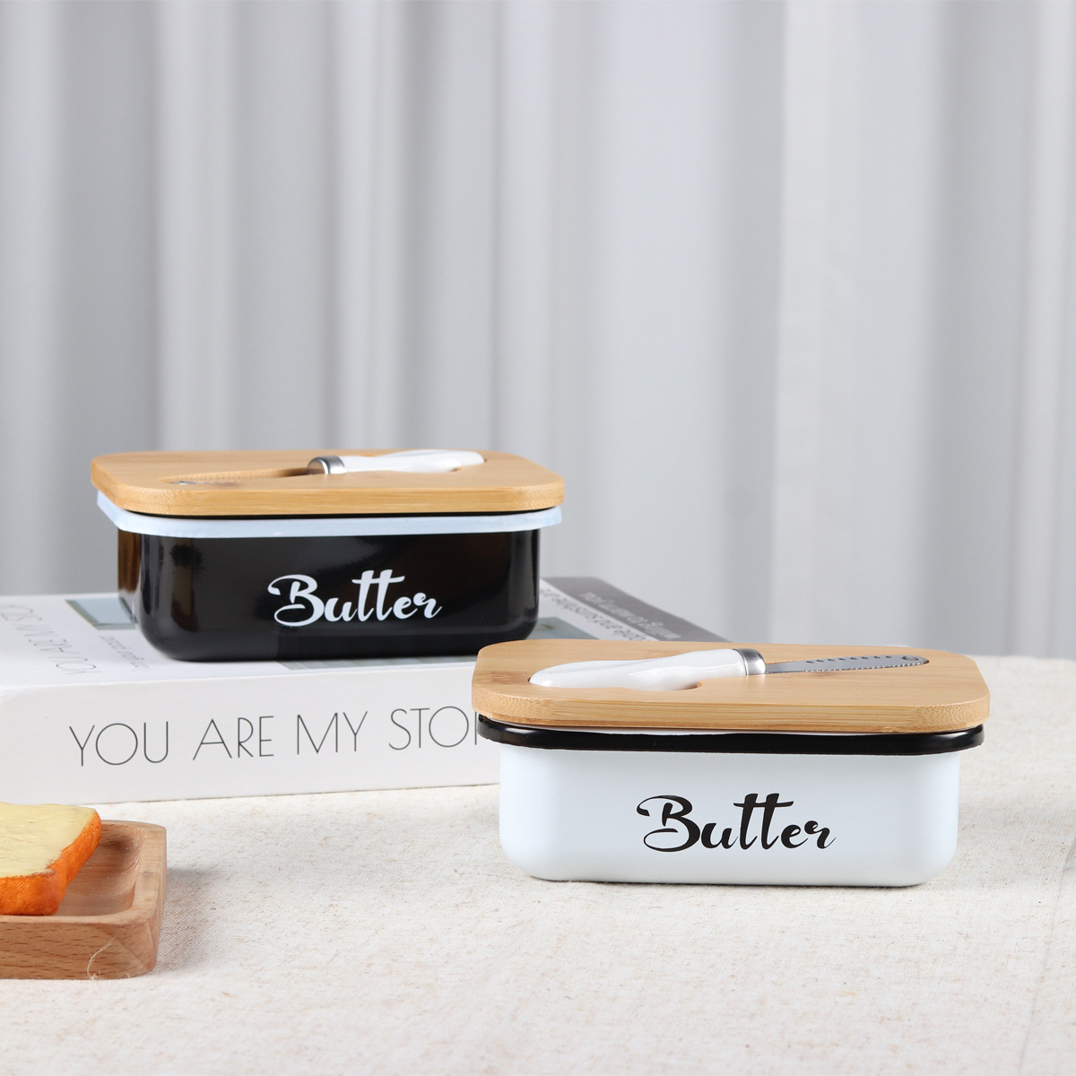 in stock Amazon Temu Hot Sale Iron Spray Paint Butter Dish Western Cheese Box Butter Box Butter Storage Box