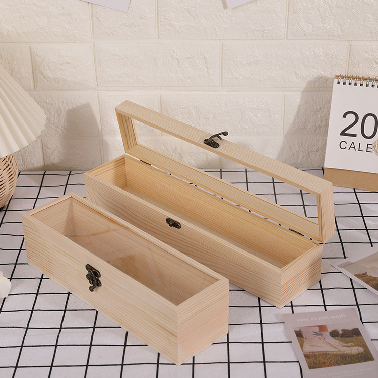 Eternal Flower and Wood Box Accompanying Gift Wooden Box European Wedding Gift Box Gift Glass Lid Pine Candy Box Spot