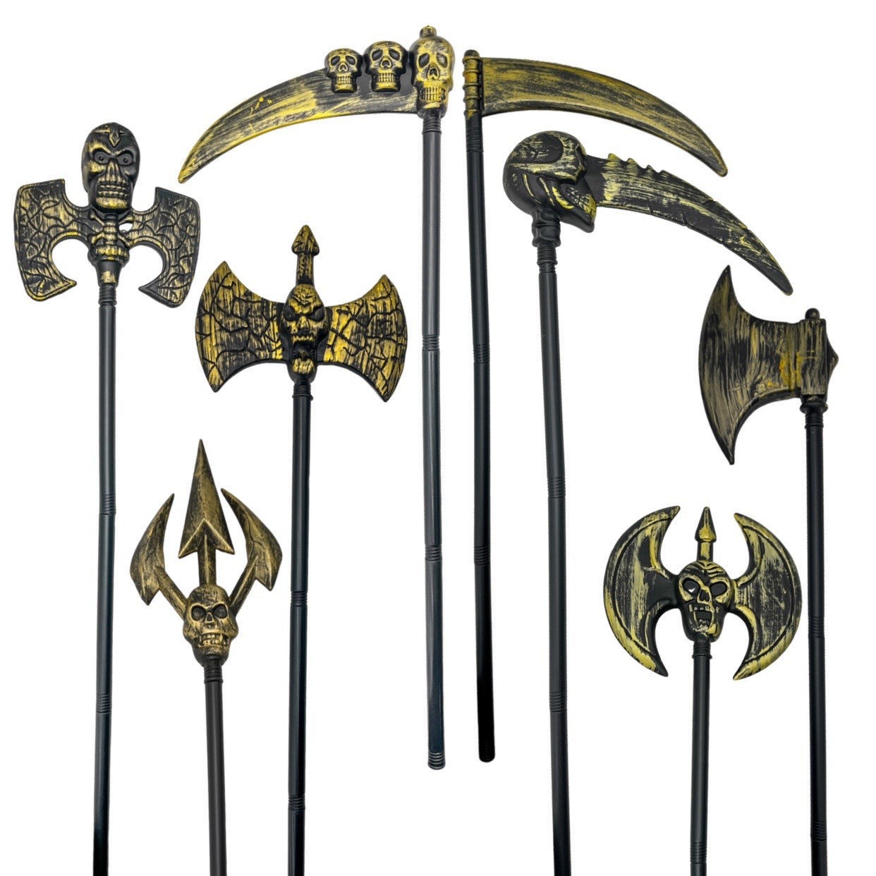 Пластиковое антикварное оружие на Хэллоуин, реквизит для маскарада, коса смерти, оружие с головой призрака, трезубец