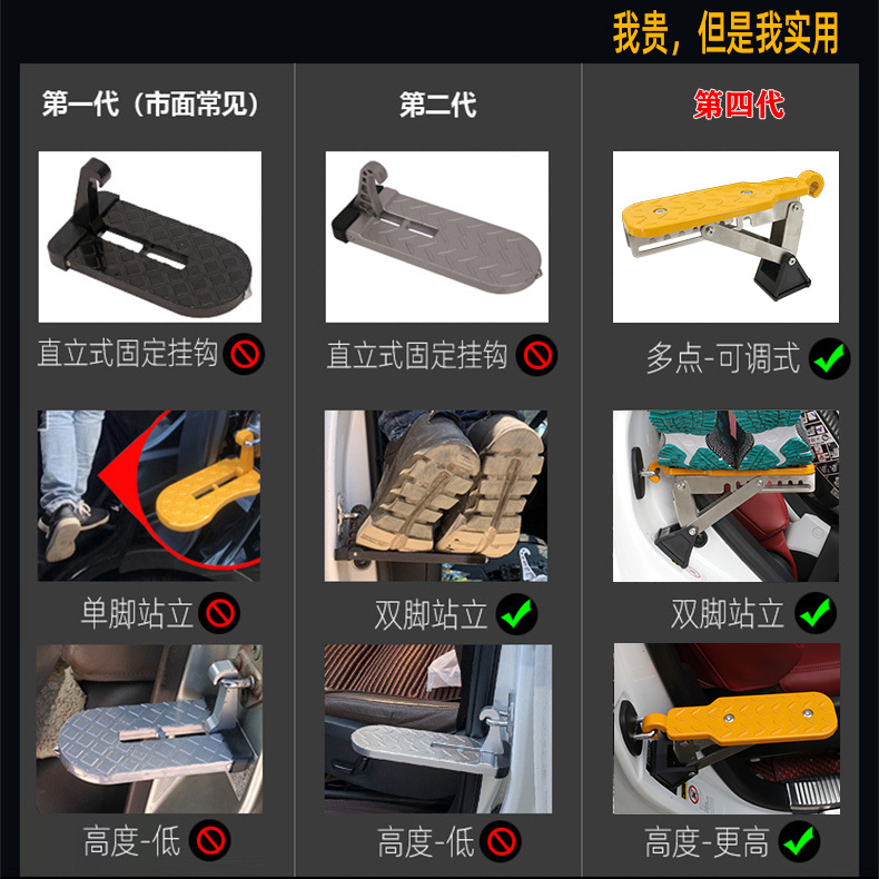 Car Door Step,7 Angles ExtraLong Door Step RoofAcce fourth generation pedal