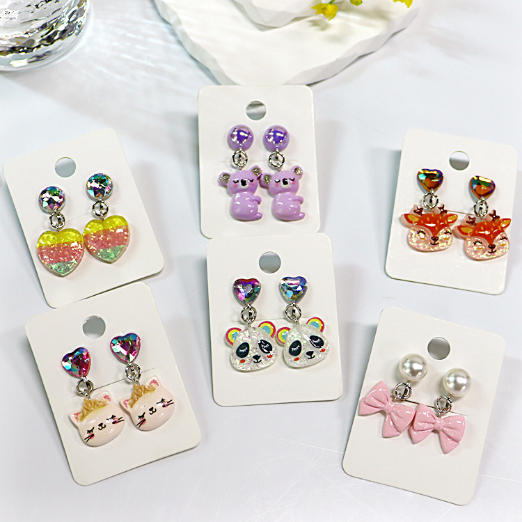 [Can] Cross-Border Hot-Selling Kidsren's Ear Clips Without Pierced Pendant Earrings Unicorn Earrings Cartoon Earrings Wholesale