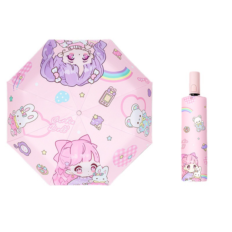 Safe Anti-rebound Children's Umbrella Girls' Primary School Students' Boys' Sunny Umbrella Dual-purpose Folding Section-closing Automatic Umbrella