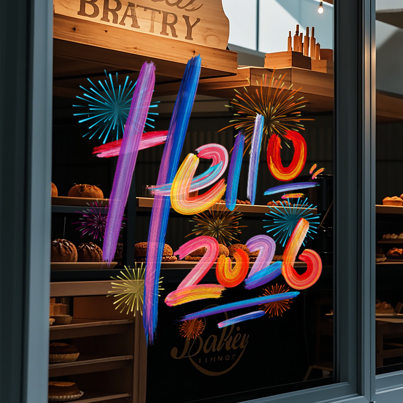2026 New Year Colorful Window Decoration Glue-Free Glass Sticker New Year of the Horse Blessing Character Spring Festival Decoration Electrostatic Sticker