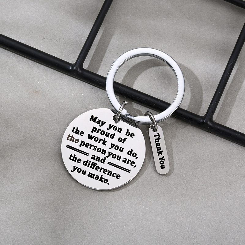 Stainless steel keychain New Amazon hot fashion jewelry Thank You Teacher's Day Thanksgiving gift