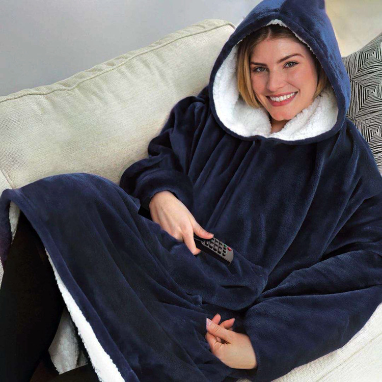 Explosions huggle hoodie Lazy Pullover Fleece Suit Hooded TV Blanket Outdoor Cold-proof Warm Nightgown