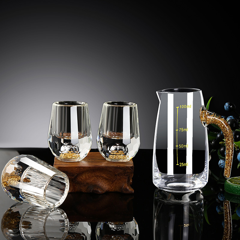 24K gold foil white wine cup high-grade crystal small mouth cup strong wine cup wine dispenser wine cup a complete set of household gifts