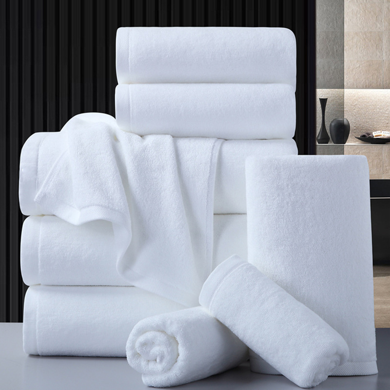 Hotel Pure Cotton Absorbent Towel Bath Towel Beauty Salon Hotel Thickened Absorbent White Towel Bath Towel Wholesale Plus Logo