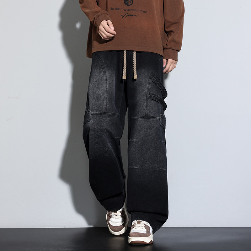 Джинсы в ретро-стиле Jyf-M8827, эластичные, свободные, прямые, широкие ноги, осень 2025 года, американская стирка