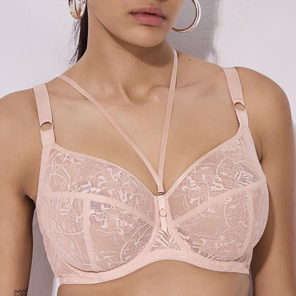 Бюстгальтер большого размера, кружевной, ультратонкий, на завязках, индивидуальная обработка материалов по эскизам