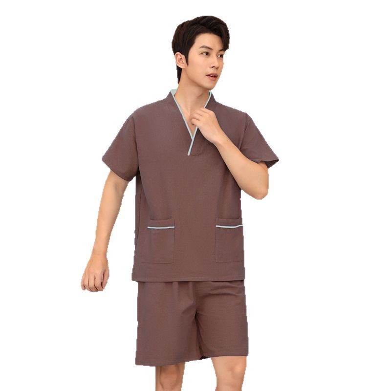 Cotton Sweat Clothes Bath Clothes suit Men's and Women's Couple Massage Foot Healing Clothes plus size Home Clothes Pajamas Beauty Scraping Clothes