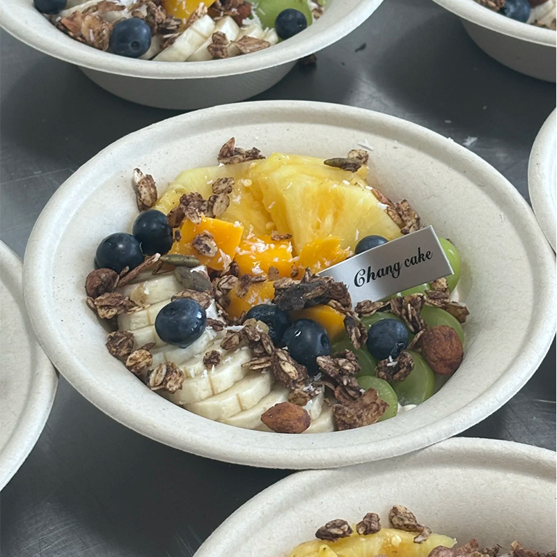 Fire-exploding disposable pulp bowl net red cold extract yogurt bowl ins style Shanghai Zhangyuan ice powder fruit fishing and packing bowl