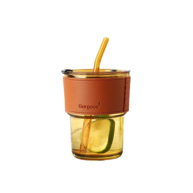 Bamboo Cup Ins Wind Straw Double Drink Cup Drainage Advertising Gift Glass Cup Custom Logo Coffee Cup