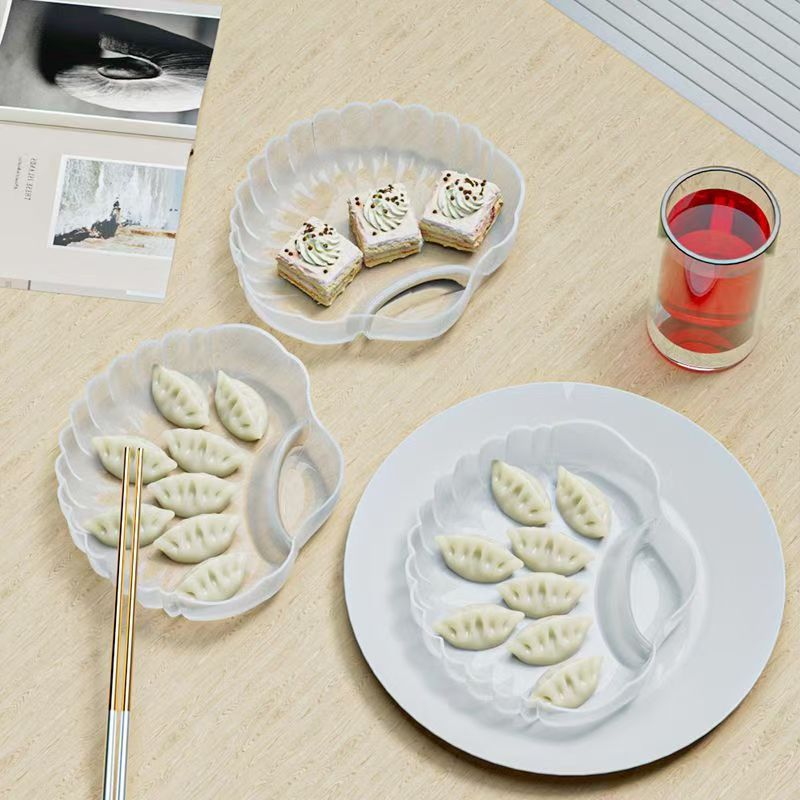 Shell Dumpling Plate PS Transparent Material with Vinegar Dish Household Creative Fruit Plate Snack Snack Plate in stock Quick Hair
